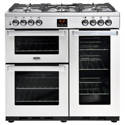 Belling Cookcentre 90DFT Dual Fuel Range Cooker Stainless Steel